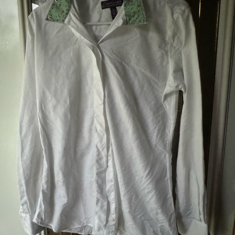 White Button-Up with Green Collar